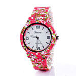 Pink Floral Watch For Women