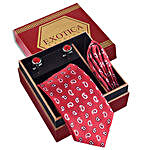 Red Printed Tie Set