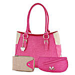 Butterflies Pink N Cream Handbag Combo