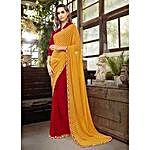 Embroidered Red Faux Georgette Casual Wear Saree