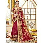 Red Embroidered Faux Georgette Bridal Saree