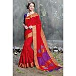 Red Tissue Woven Festival Wear Sarees