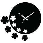 Black N White Flowers Wall Clock