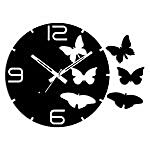 Butterflies Oval Black Wall Clock