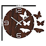 Butterflies Oval Brown Wall Clock