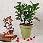 Prosperous Ficus Plant N Ganesha Idol