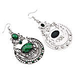 Antique Silver Plated Green Earrings