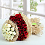 Graceful Red & White Roses Bouquet