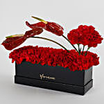Red Carnations & Red Anthuriums Black FNP Box