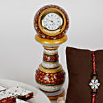Marble Clock And Rakhi Combo