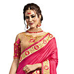 Pink Georgette Embroidered Saree