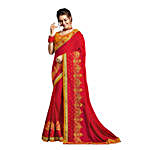 Red & Yellow Georgette Saree