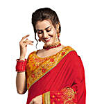 Red & Yellow Georgette Saree