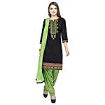 Black & Green Unstitched Dress Material
