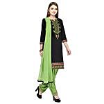 Black & Green Unstitched Dress Material