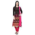 Black & Pink Georgette Embroidered Dress Material