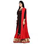 Black & Red Embroidered Unstitched Dress Material