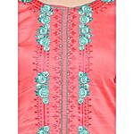 Coral  Pink & Turquoise Blue Dress Material
