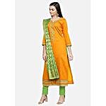 Mustard & Green Color Unstitched Dress Material