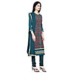 Teal & Red Georgette Unstitched Dress Material