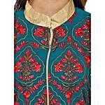 Teal & Red Georgette Unstitched Dress Material