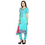 Turquoise Blue & Pink Color Dress Material
