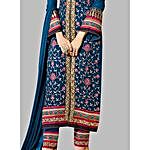 Blue Georgette Embroidered Dress Material
