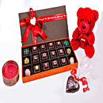Teddy And Candle With I LOVE U Chocolates 18