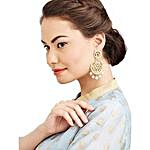 Fashionable Kundan Earrings Gold Color