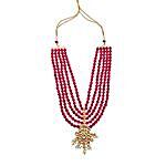 Long Kundan Necklace Set Gold & Red