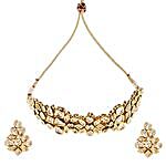 Party Wear Kundan Necklace Set Gold Color