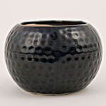 Ceramic Dotted Ball Shaped Vase Dark Blue