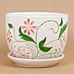 Floral White Cup & Saucer Ceramic Vase