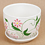 Floral White Cup & Saucer Ceramic Vase