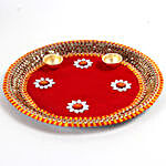 Decorated Red Floral Steel Thali