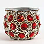Red Stone & Beads Karwa Thali Set