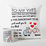 To My Wife Printed Cushion & Mug Combo