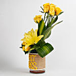 Yellow Roses & Lilies Best Boss Vase