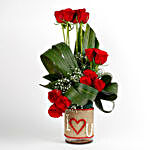 Red Roses Glass Vase Arrangement I Love You