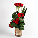 Red Roses Glass Vase Arrangement I Love You