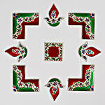 Red & Green Meenakari Style Diya Ready To Use Rangoli Design