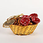 Basket of Diwali Diyas & Dry Fruits