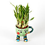 2 Layer Lucky Bamboo In Smiley Mug Green
