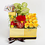 Yellow Roses & Syngonium Golden Plant Hamper