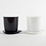 Melamine Cup & Saucer Vase Set Black & White