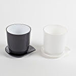 Melamine Cup & Saucer Vase Set Black & White