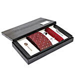 Alvaro Castagnino Maroon N Brown Necktie Pocket Square Lapel Pin & Cufflinks Set for Men