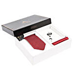 Alvaro Castagnino Maroon Necktie Pocket Square And Lapel Pin Gift Set for Men