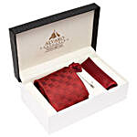 Alvaro Castagnino Maroon Necktie Pocket Square & Lapel Pin Set for Men