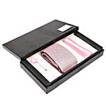 Alvaro Castagnino Pink & Grey Necktie Pocket Square And Lapel Pin in Crocodile Box for Men